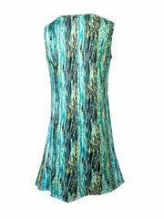 Casual Tank Dress Women's Plus Allover Print Contrast Lace Panel V Nec