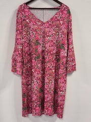 Boho Dress Women's Plus Ditsy Floral Print Layered Sleeve V Neck Dress