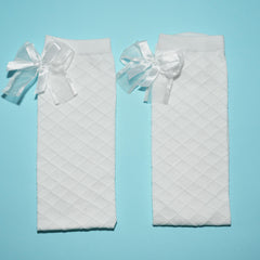 Girls Striped Bow Knot Cotton Blend Knee High Socks