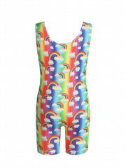 Girls Sleeveless Athletic Jumpsuit Gymnastics Leotards Cycling Training Wear