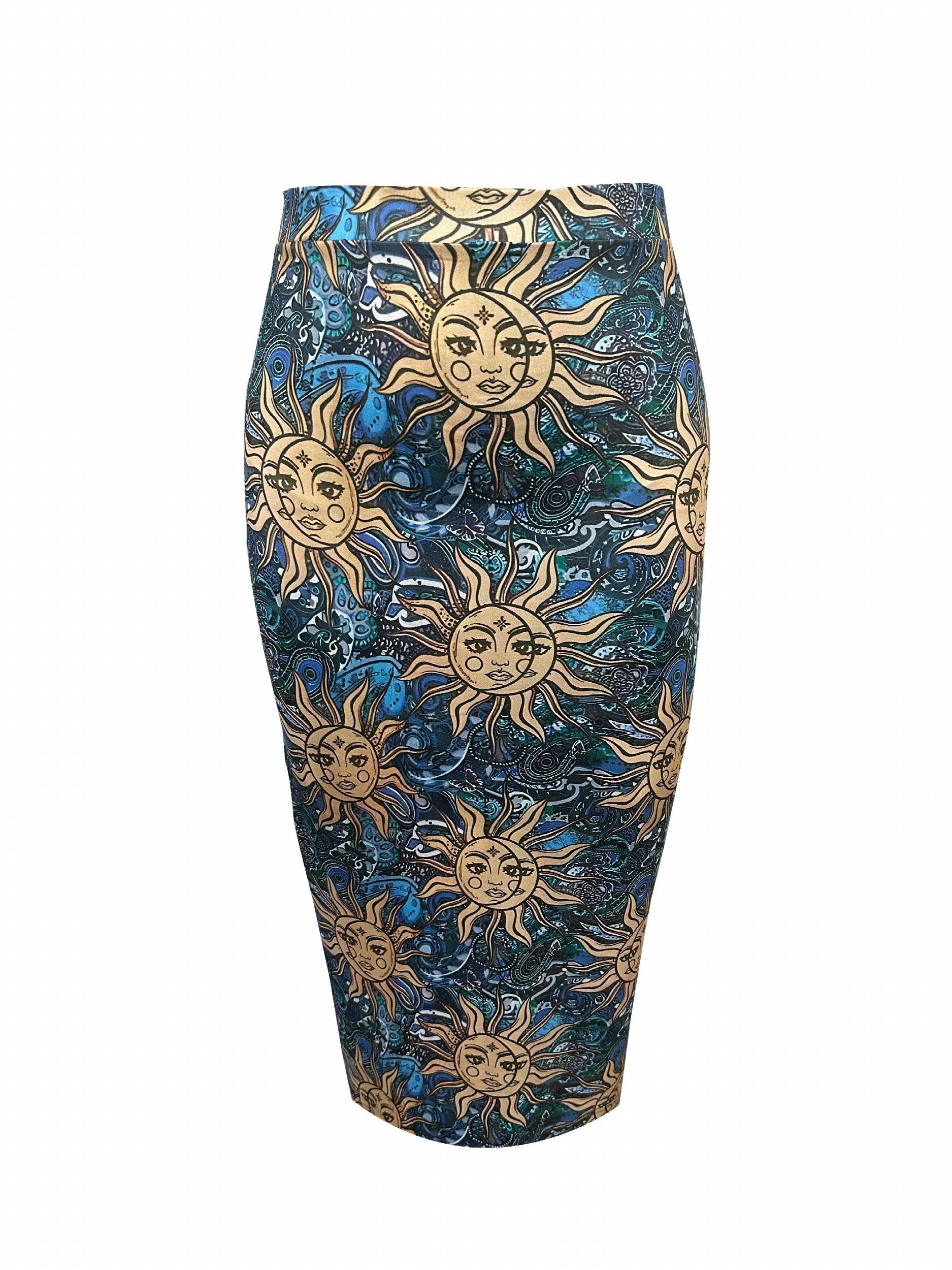 Sun Print High Waist Bodycon Skirt