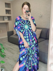 Boho Abaya Dress Women's Plus Graphic Print Batwing Sleeve