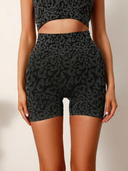 Leopard Print Seamless Yoga Shorts Slim Fit High Waist Short Leggings