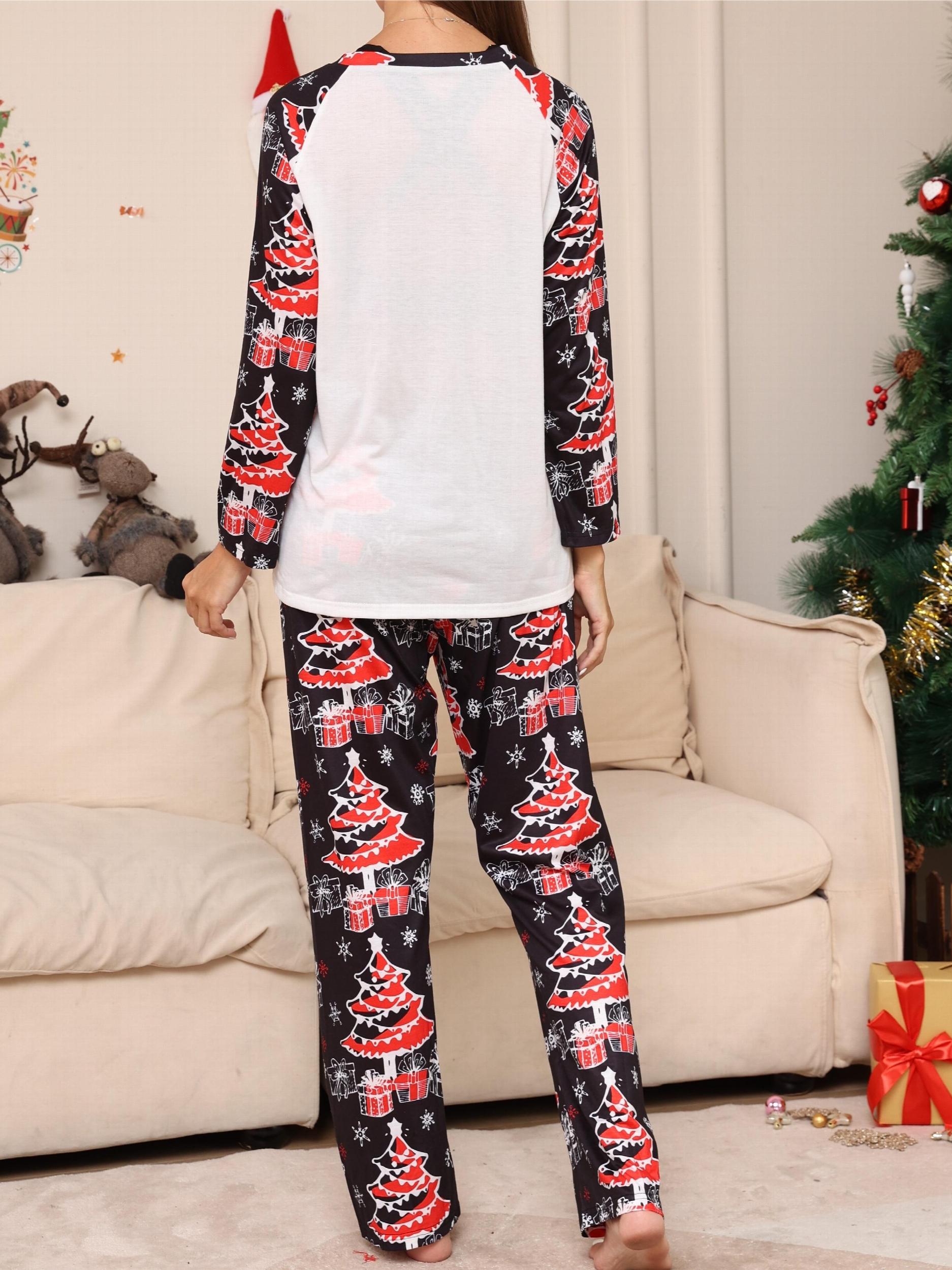 Christmas Pajama Set Women's Round Neck Tee & Pants Lounge 2Pc Set