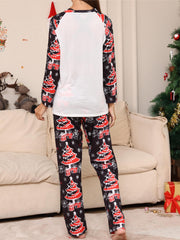 Christmas Pajama Set Women's Round Neck Tee & Pants Lounge 2Pc Set