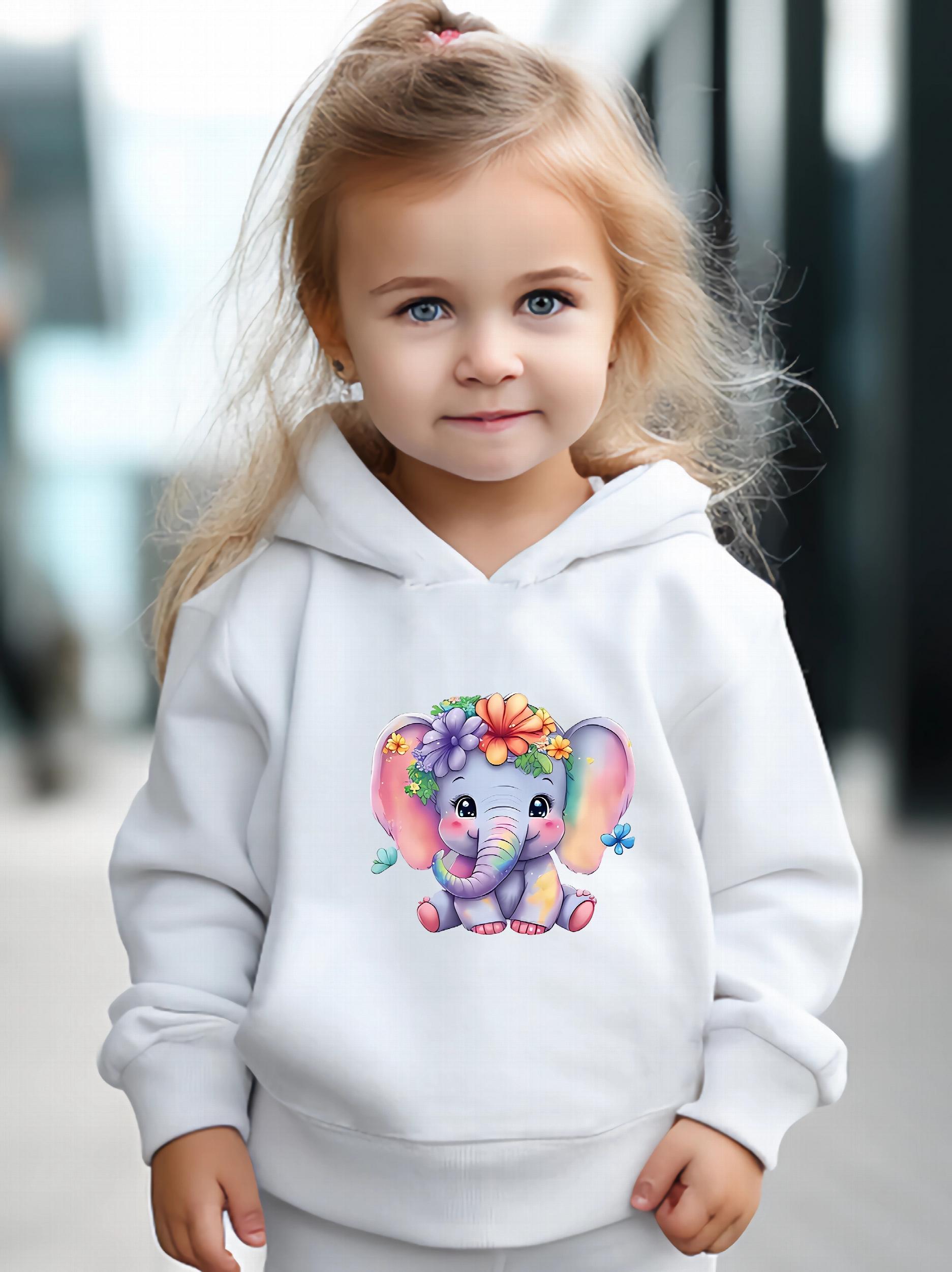 Sweet Flower Elephant Print 2pcs Girls Outfits For Sports