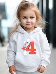 Cartoon Number 4 Hoodie & Pants Set - Girl's Sporty Clothes