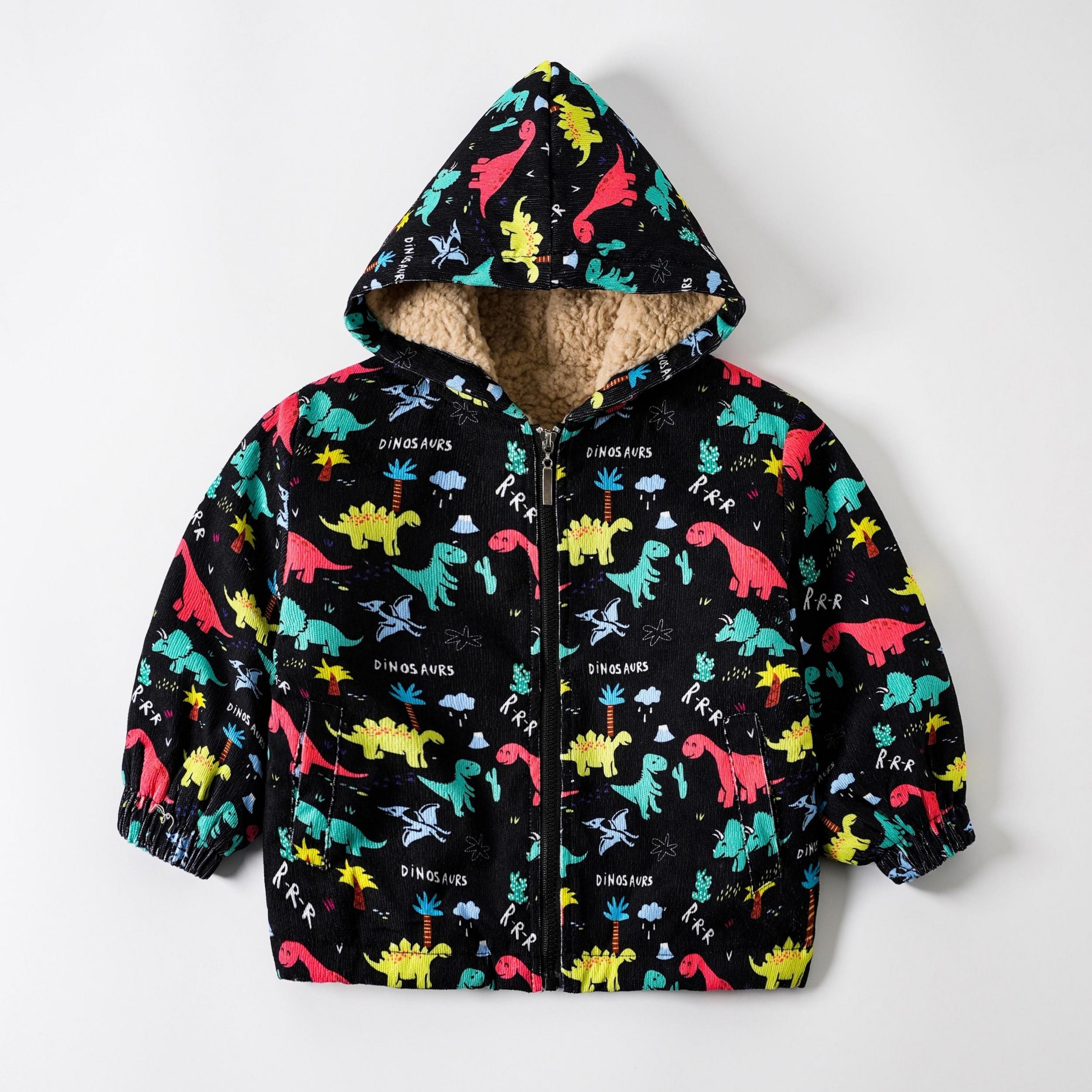 Baby Cartoon Hooded Jacket Fleece Lined Zip Coat