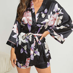 Floral Print Pajama Set & Robe