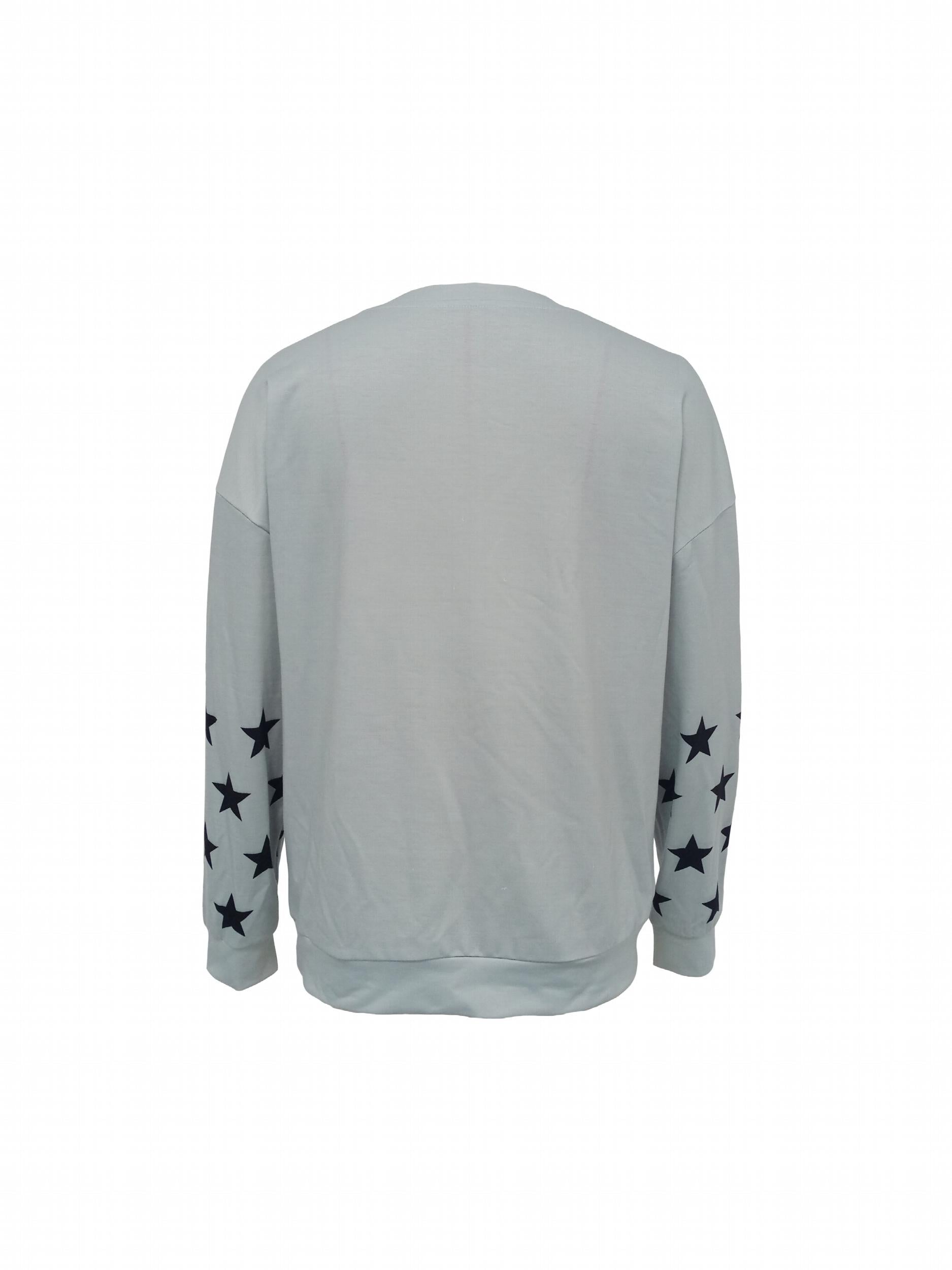 Star Print Crew Neck Pullover Sweatshirt for Women