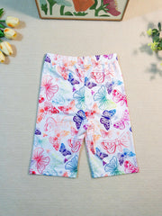 3pcs Girls Colorful Butterfly Soft Legging Cropped Yoga Pants