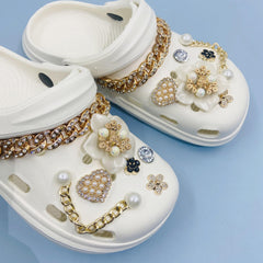 14pcs Pearl Rhinestone Shoe Charms Bling For Women Girls Kids