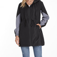 Hooded Windbreaker Jacket Long Sleeve Trench Coat