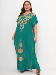 Embroidered Batwing Sleeve Maxi Kaftan Dress