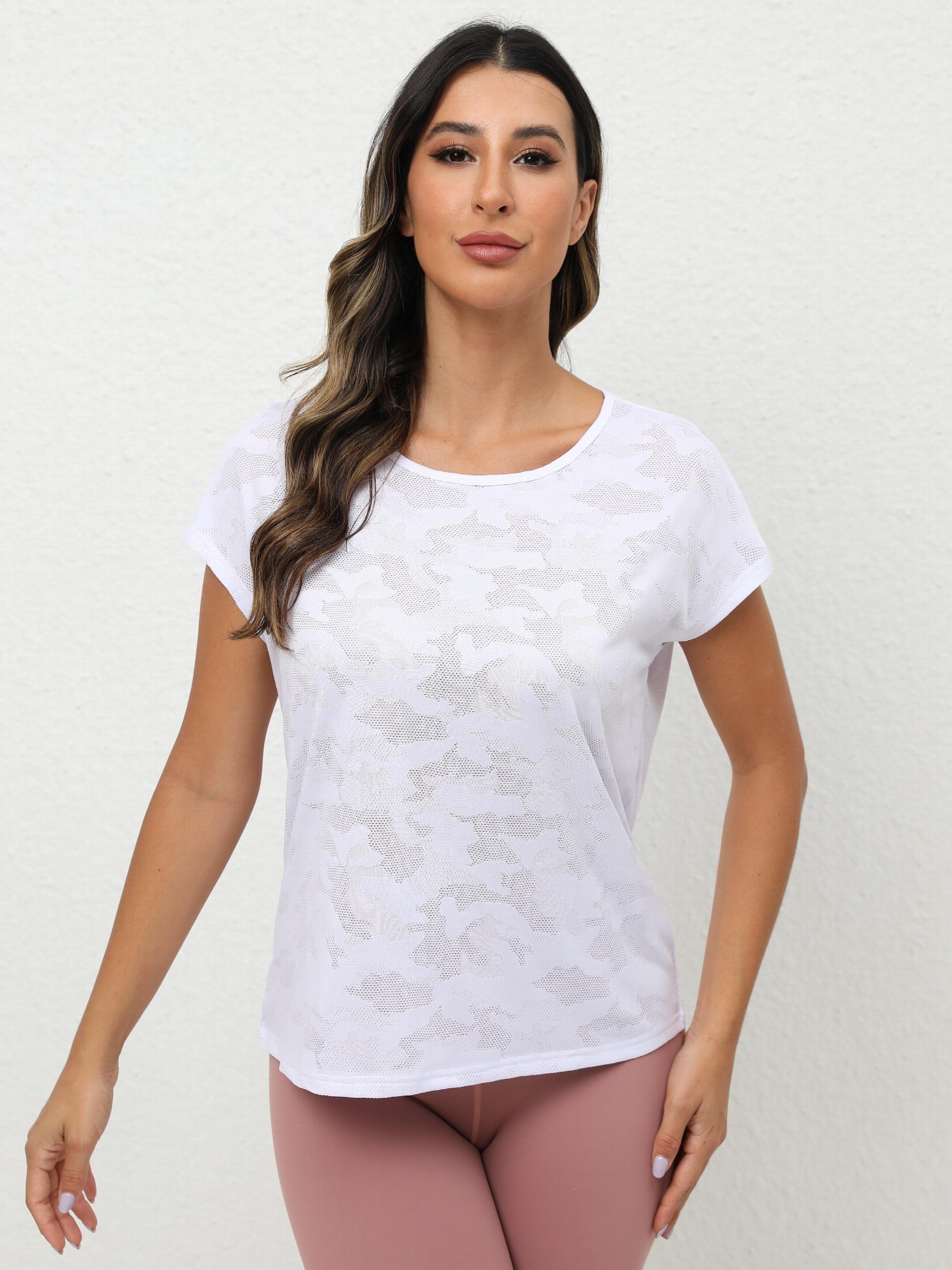 Camouflage Print Casual Sports Tee for Women