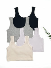 4pcs Girls No Steel Ring Bras Knit Cami Bra Set