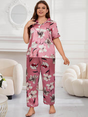 Floral Print Shirt & Pants Pajama Set
