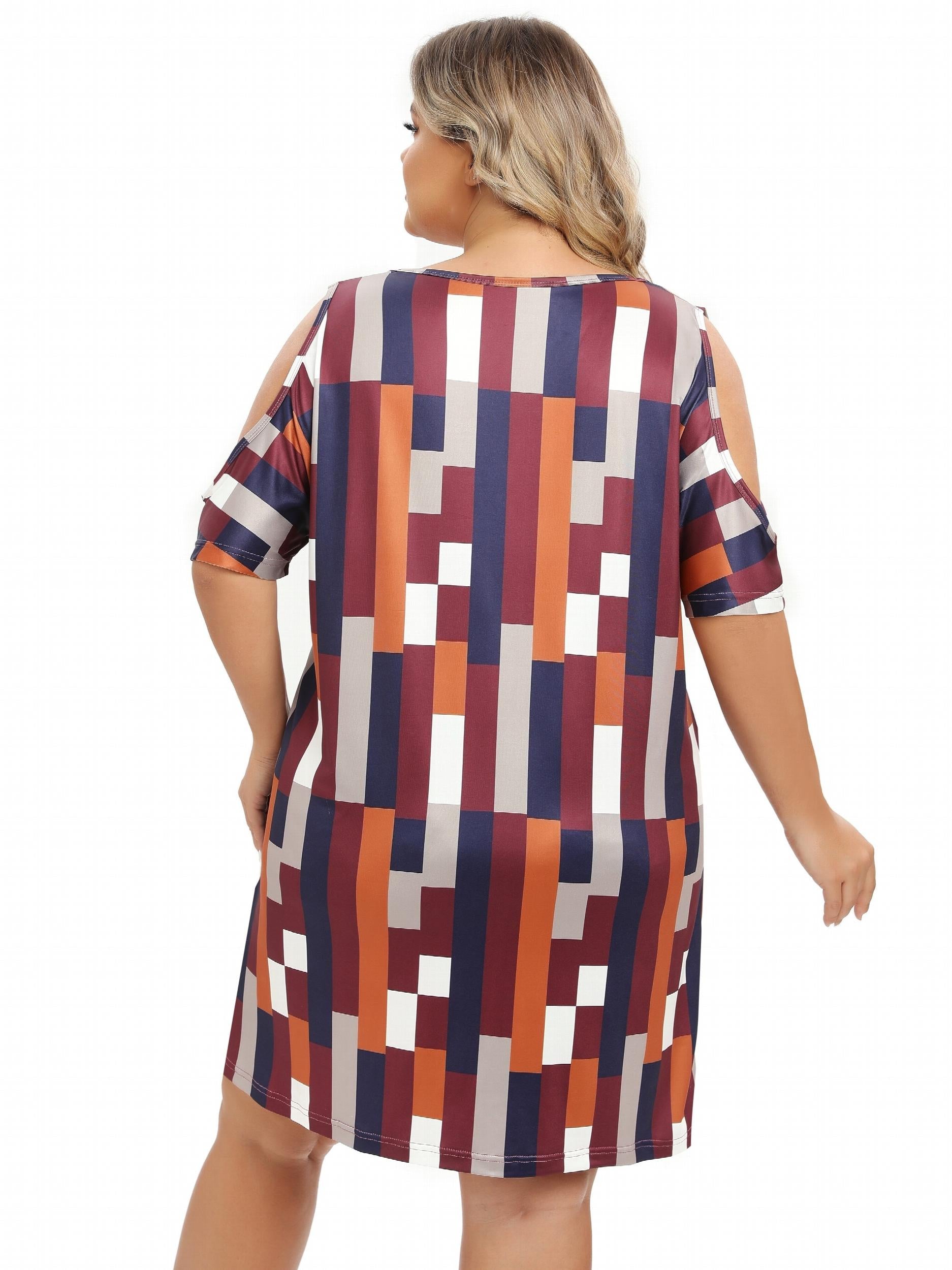 Striped Cold Shoulder Round Neck Sleep Dress