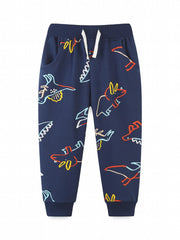 Dinosaur Print Boys Sweatpants Quick Drying Jogger Pants Kids Clothing