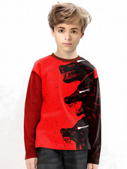 3D Wolf Long Sleeve Outdoor Tees Kids Pullover Top