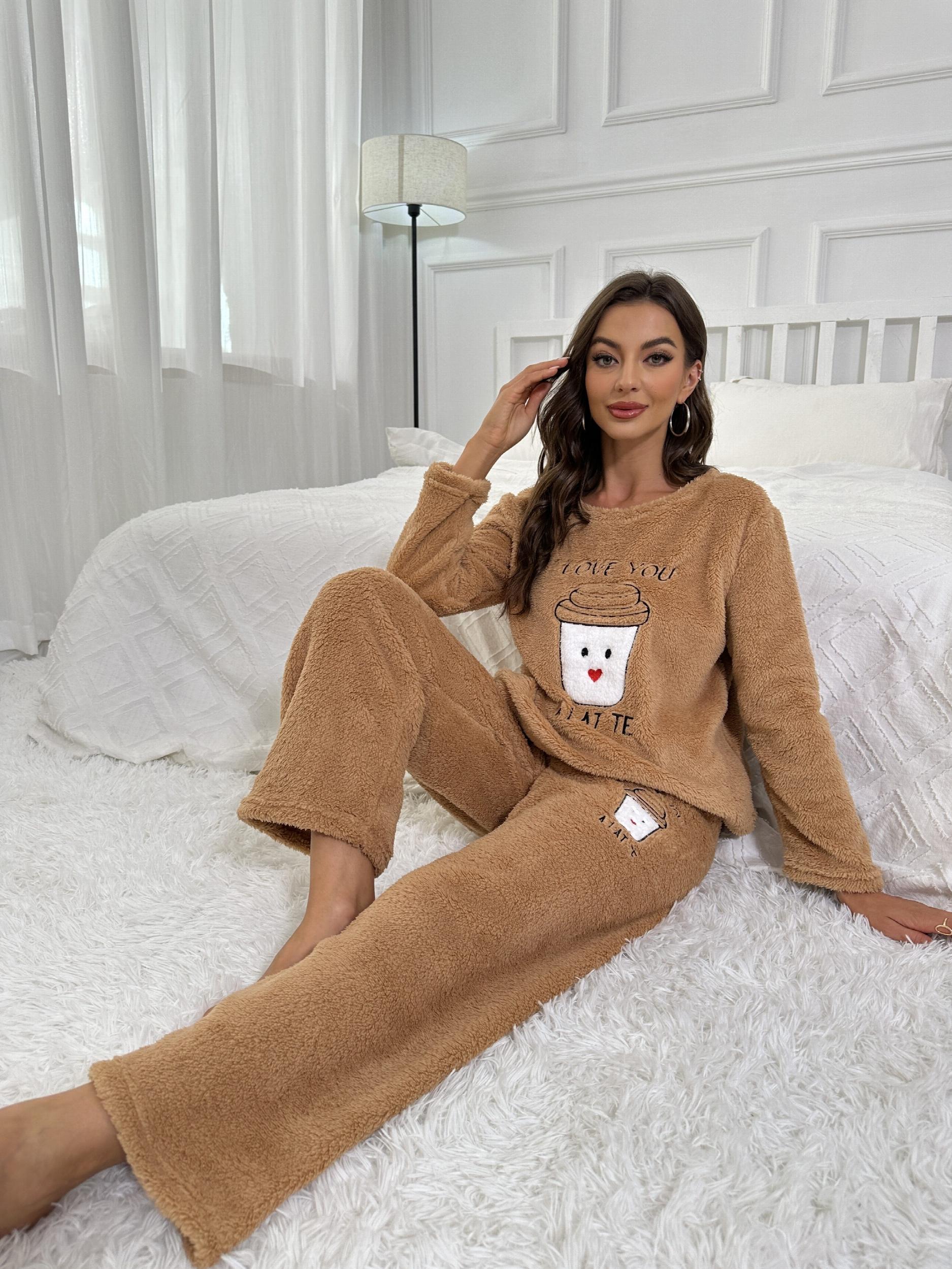 Letter Print Lounge Set Long Sleeve Crew Neck Top & Pants