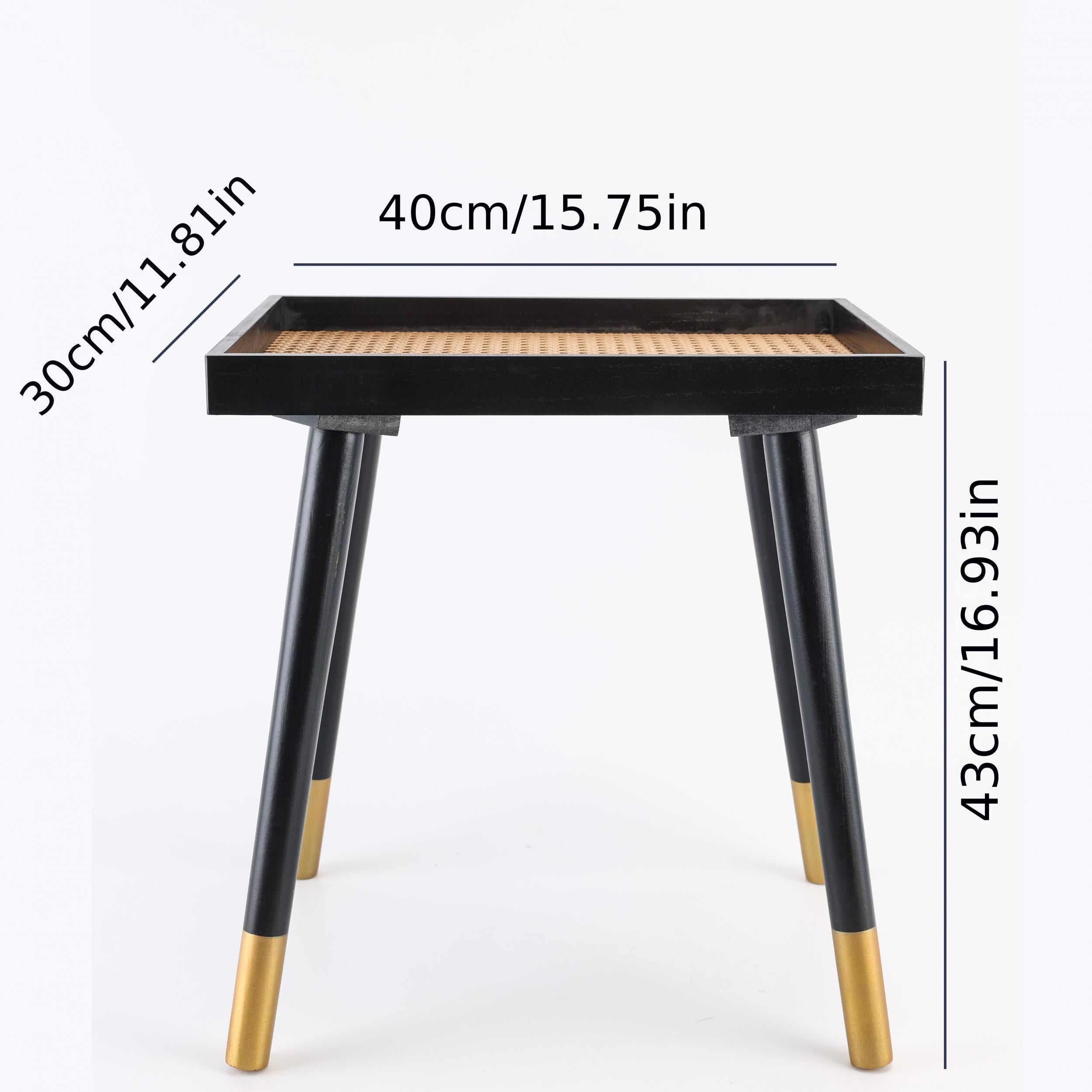 Solid Wood Rattan Legs Side Table for Living Room Bedroom Office