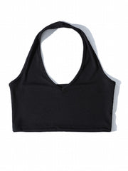 Women's Ribbed Halter Neck Camisole Solid Top