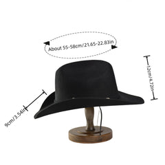 Men's Tweed Cowboy Hat Metal Buckle Wool Retro Knight Hat