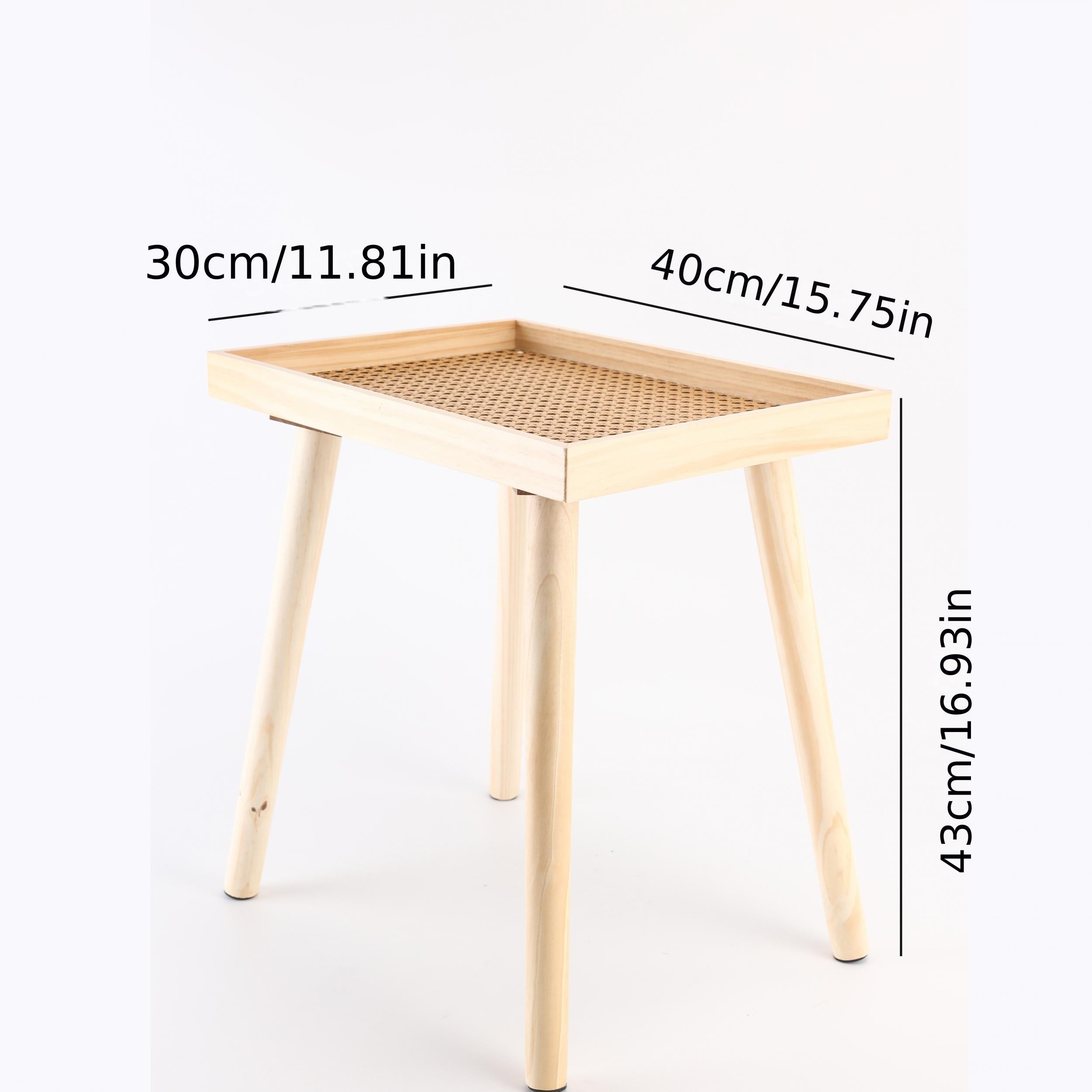 Solid Wood Rattan Legs Side Table for Living Room Bedroom Office