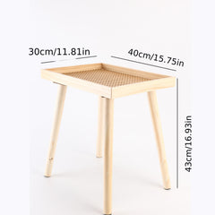 Solid Wood Rattan Legs Side Table for Living Room Bedroom Office