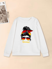 Flag Inspired Portrait Graphic Sweatshirt For Girls