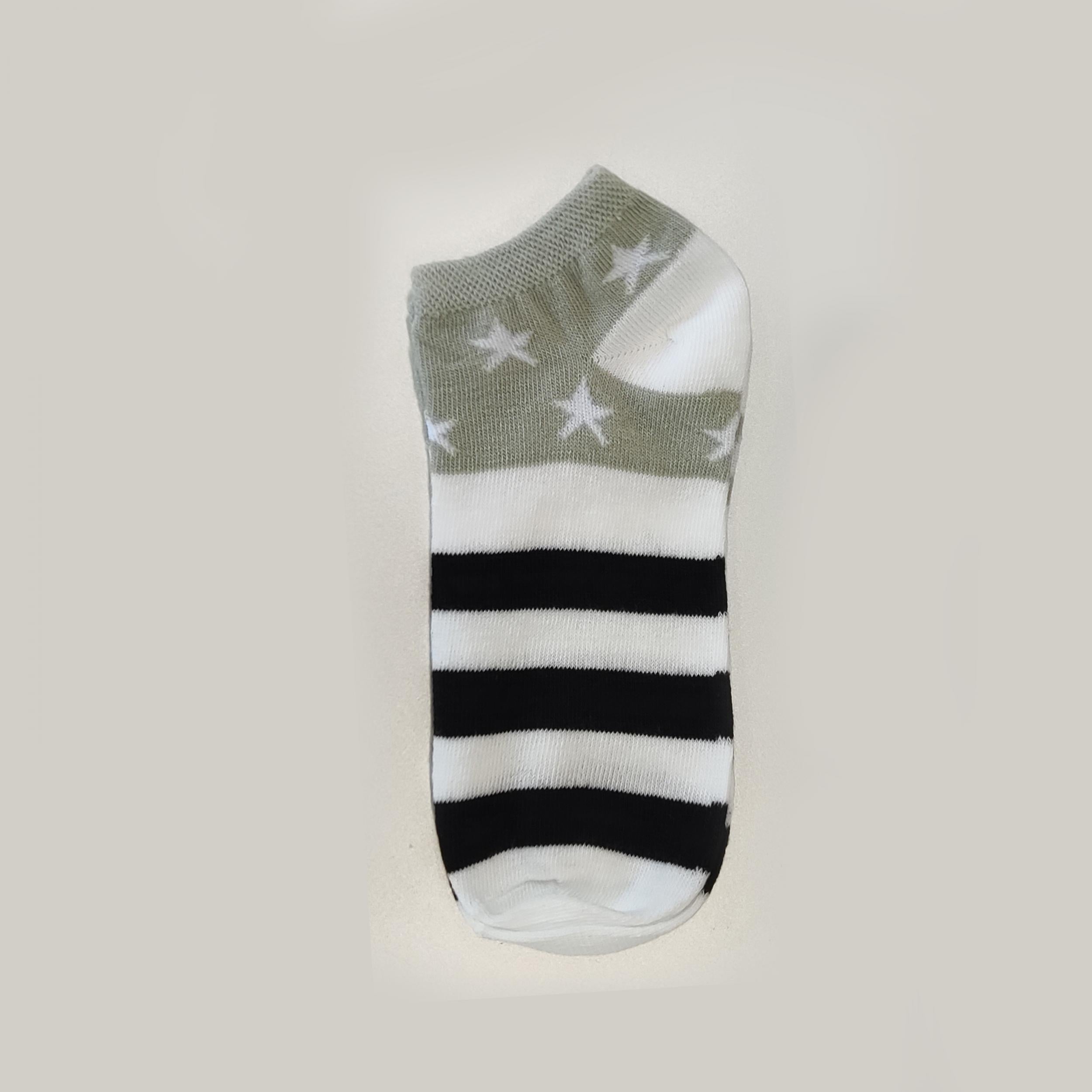 5 Pairs Striped & Star Print Ankle Socks Women's Stockings