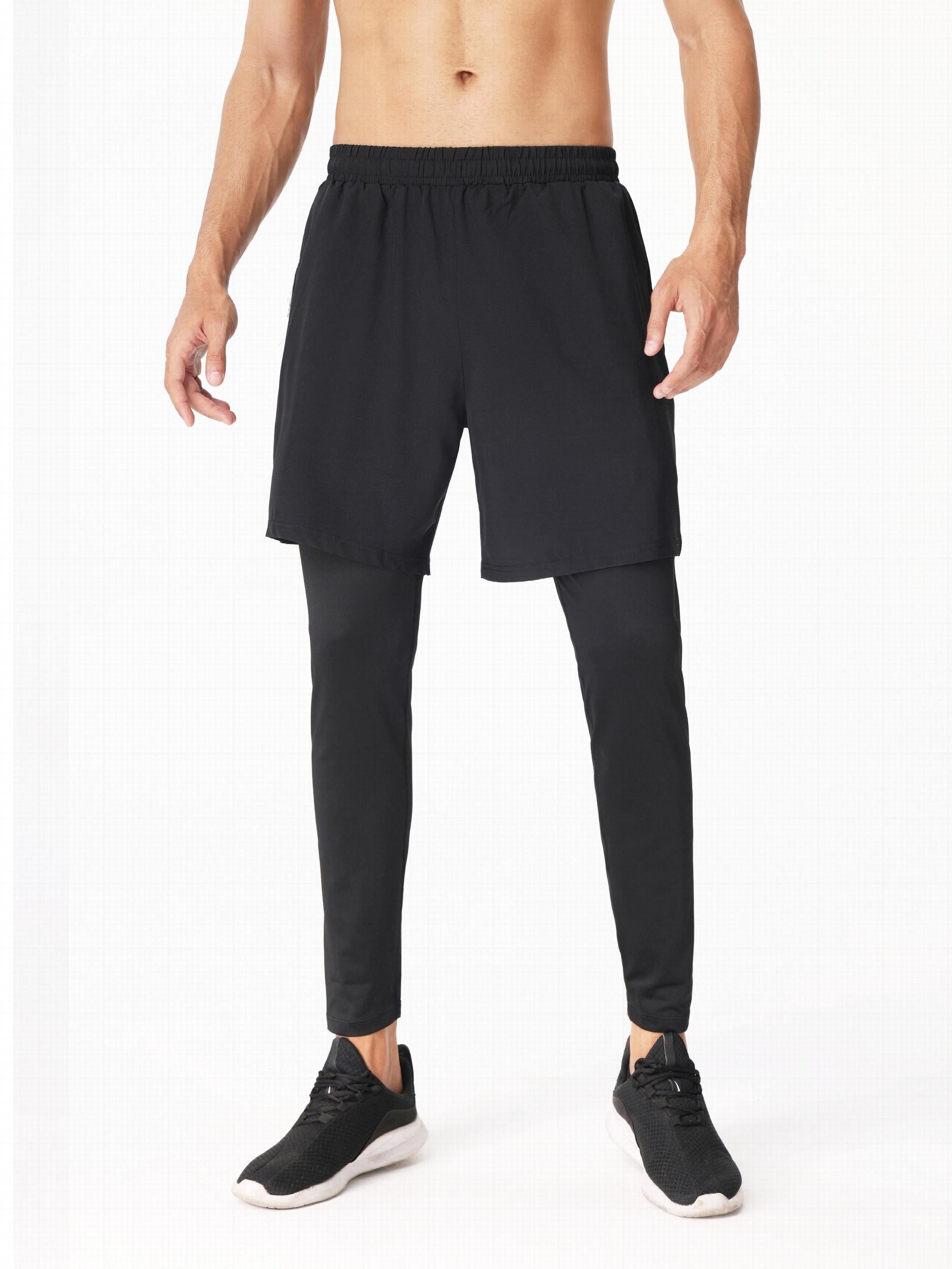 Men's Double Layer Stretch Sports Shorts - Summer Gym Workout