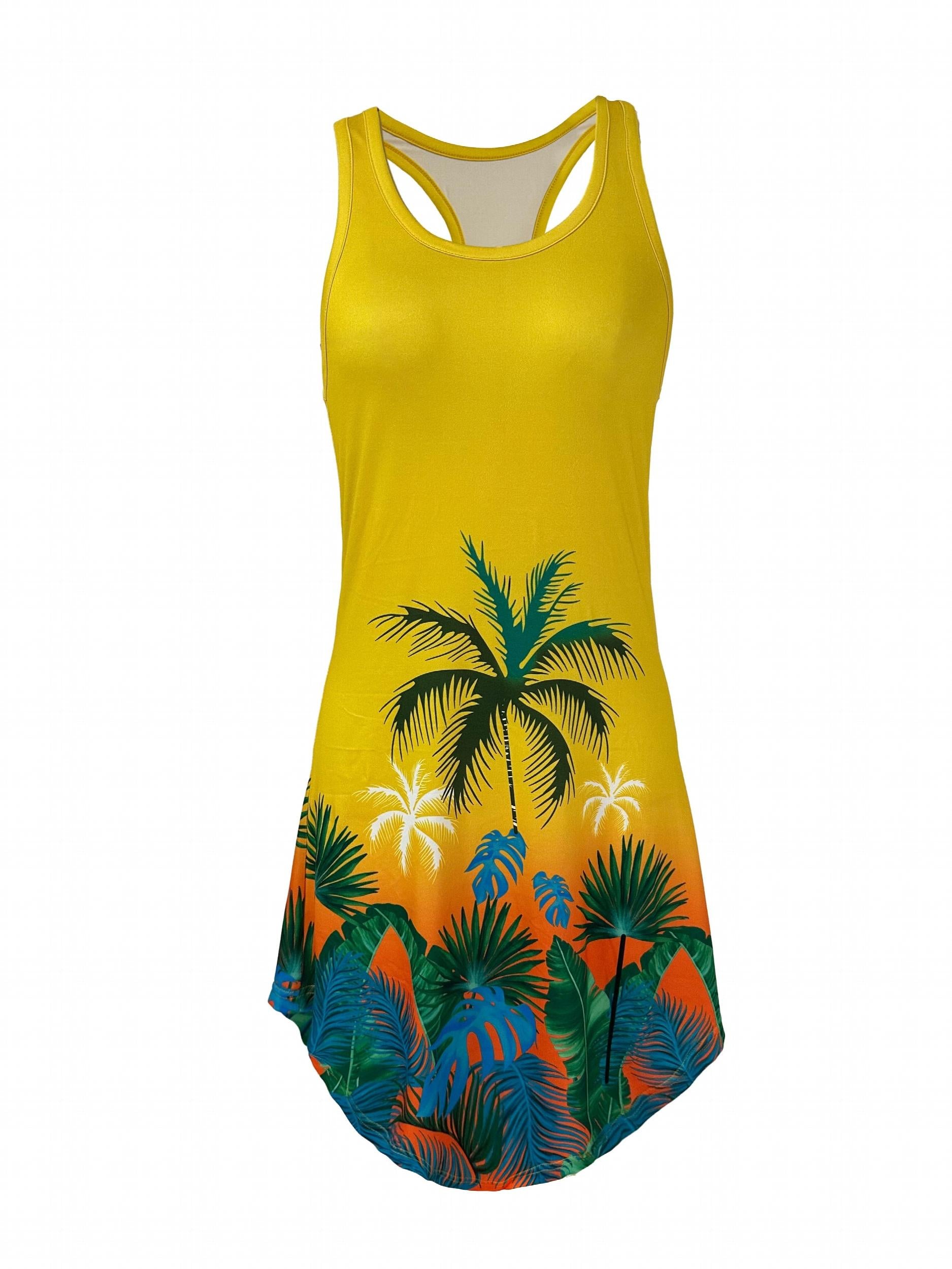 Floral Print Lounge Dress Crew Neck Tank Home Dress Women's Loungewear