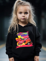 2pcs Racing Car Graphic Hoodies Pants Set for Girls