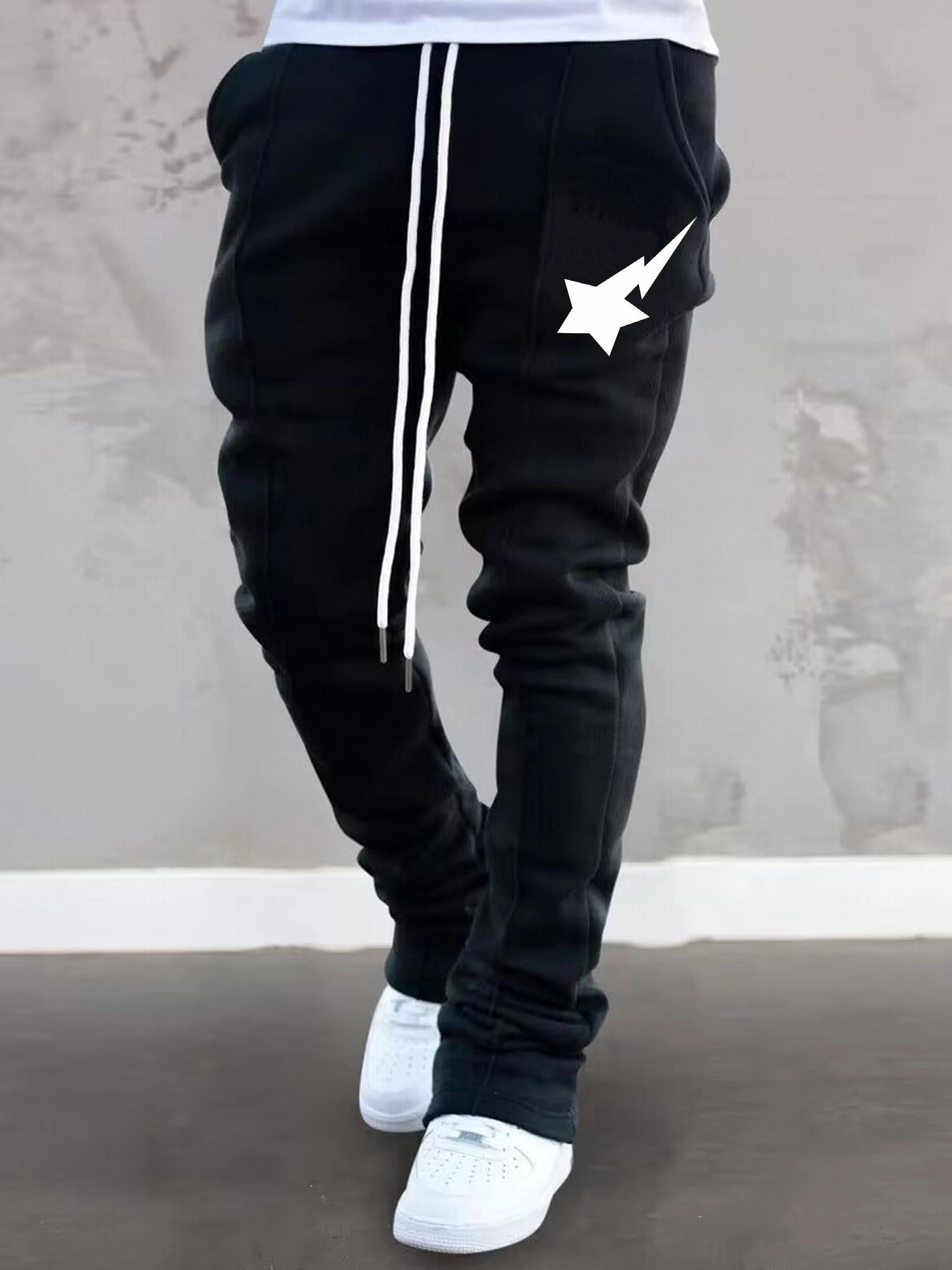 Men's V Print Flared Trousers Casual Hip Hop Pants