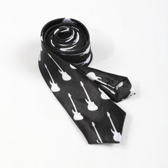 Guitar Print Necktie Solid Casual Tie for Women