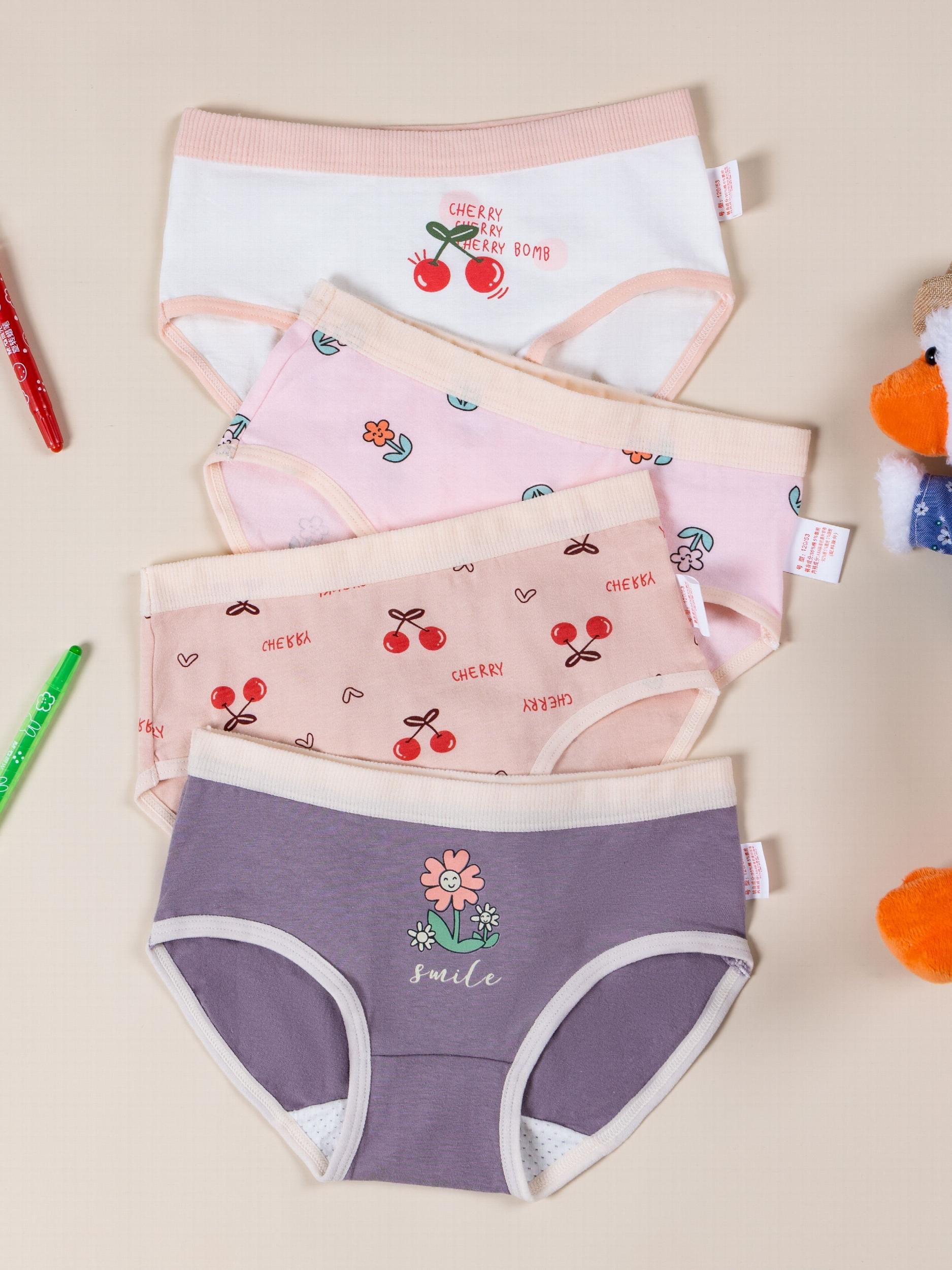 Girl's Cotton Cherry Printed Panties Small Medium Stretch Briefs