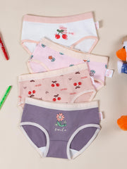 Girl's Cotton Cherry Printed Panties Small Medium Stretch Briefs