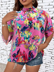 Casual Blouse Women's Plus Halter Neck Pleated Blouse