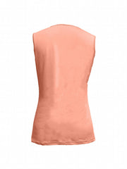 Solid Ring Linked Tank Top Sleeveless Crew Neck Summer Top