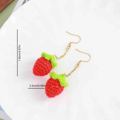 Strawberry Braided Earrings Stainless Steel Women