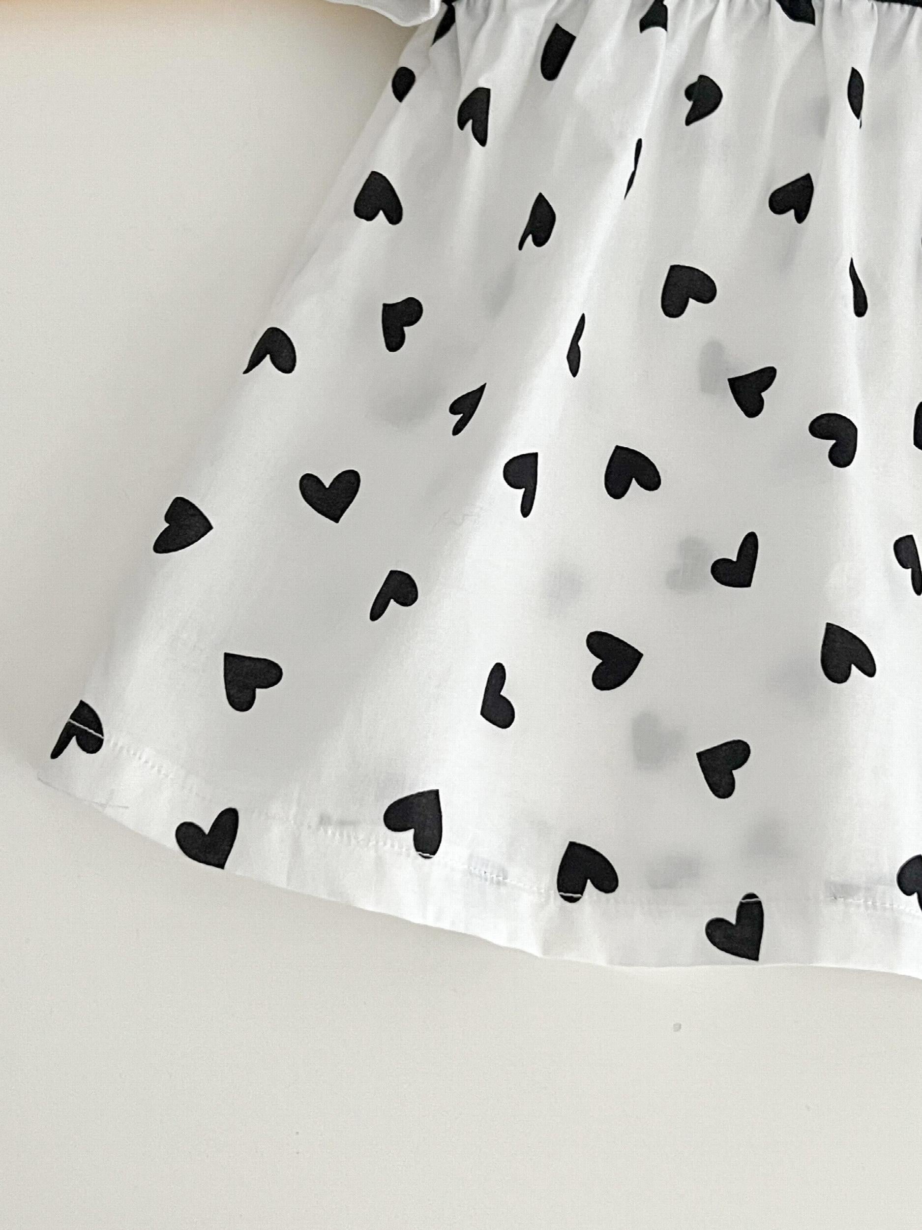 Bow Love Print Casual Dress For Baby Girl
