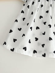 Bow Love Print Casual Dress For Baby Girl
