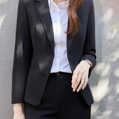 Solid Single Breasted Blazer Lapel Work Office Outerwear Women's Clothing