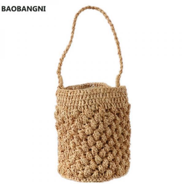 Summer Beach Straw Bag Rattan Weave Bucket Shoulder Crossbody Bohemian Tote