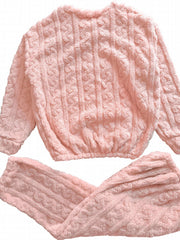 Cartoon Bear Pajama Set Long Sleeve Crew Neck Top & Pants