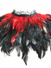 Multicolor Feather Pattern Shawl Cape Set 2 Piece