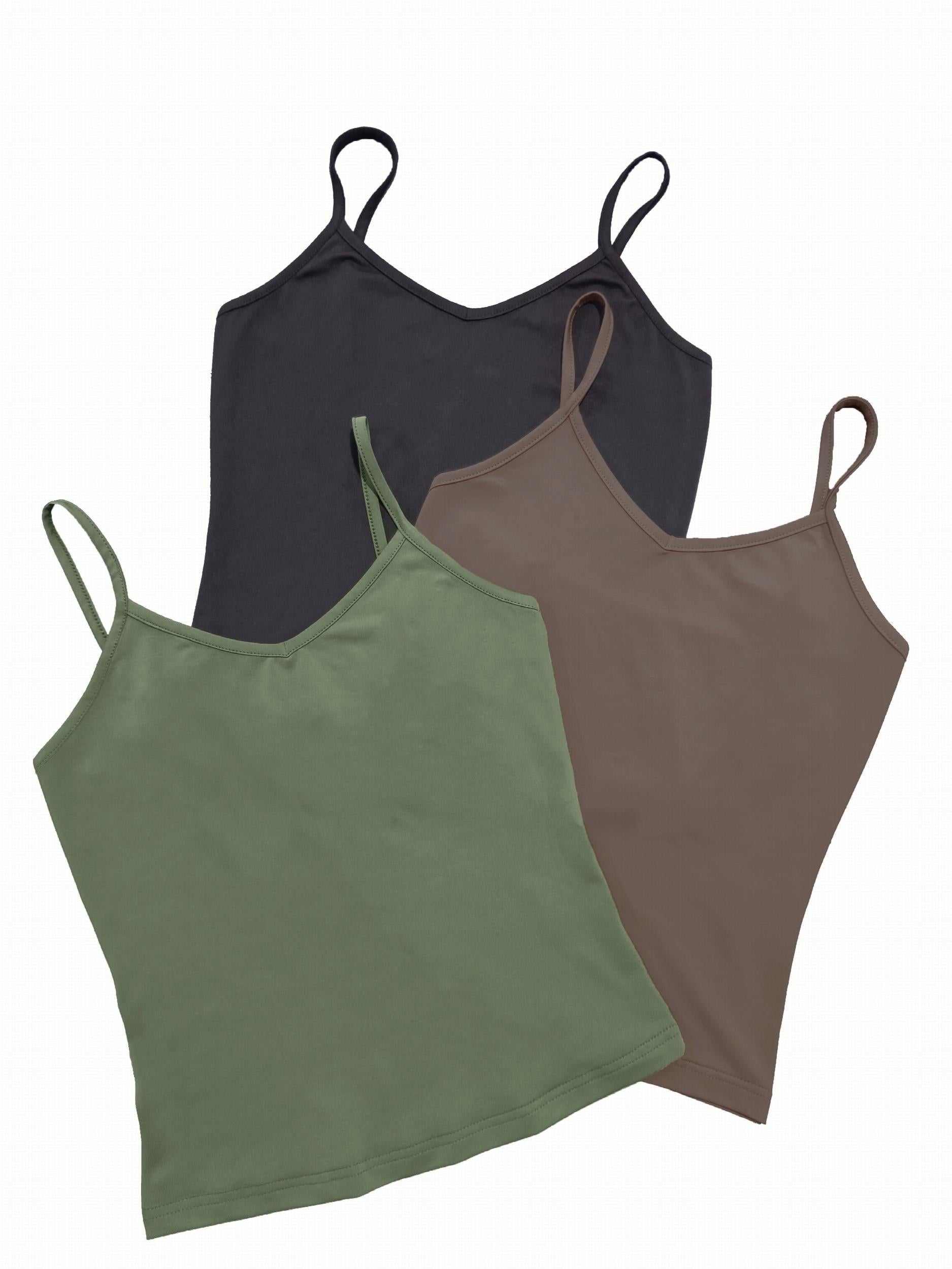 Solid Cami Top 3 Pack Sexy V Neck Summer Sleeveless Cami Top Women's Clothing