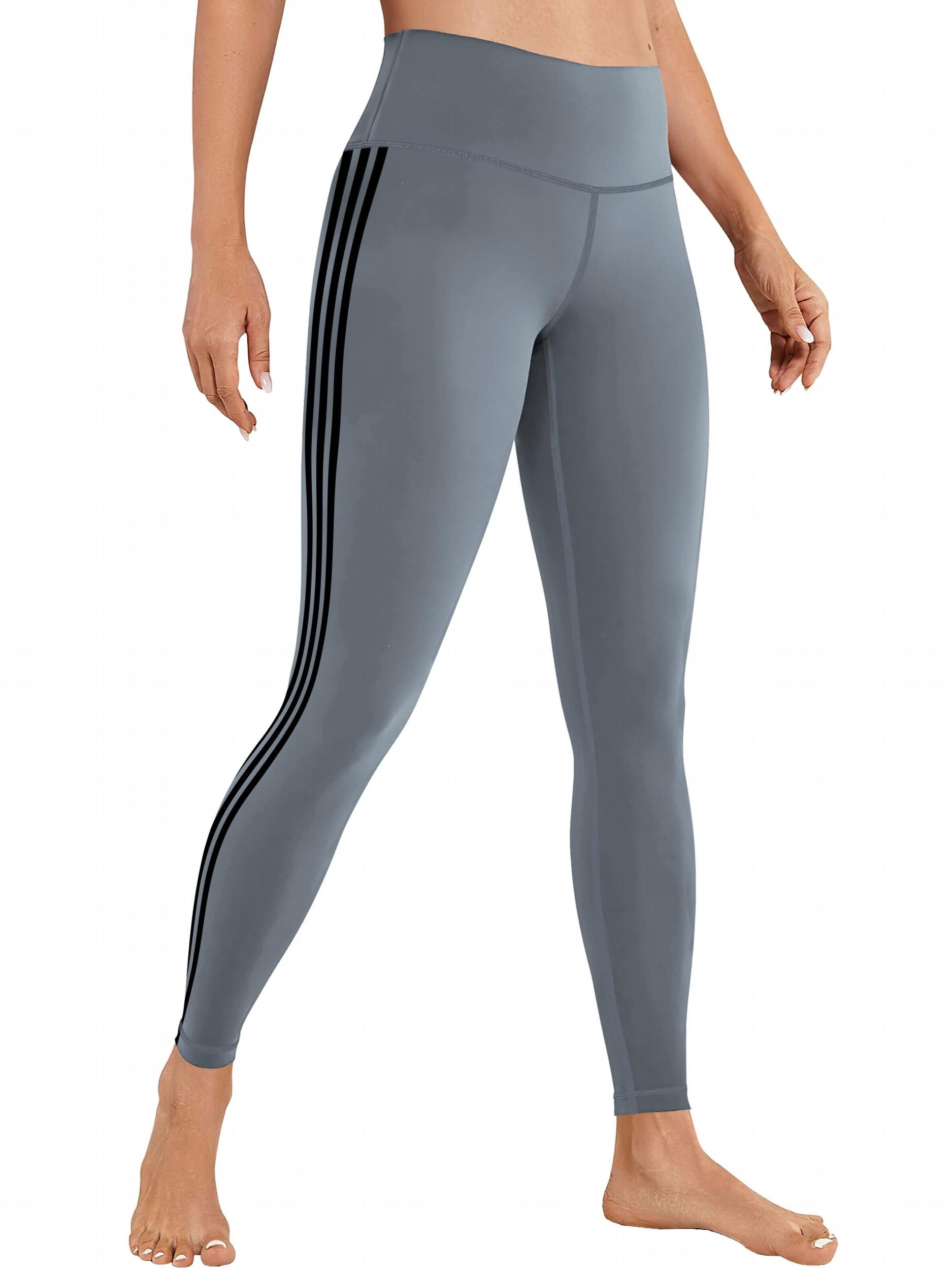 High Waist Yoga Pants with Side Stripes, Tummy Control